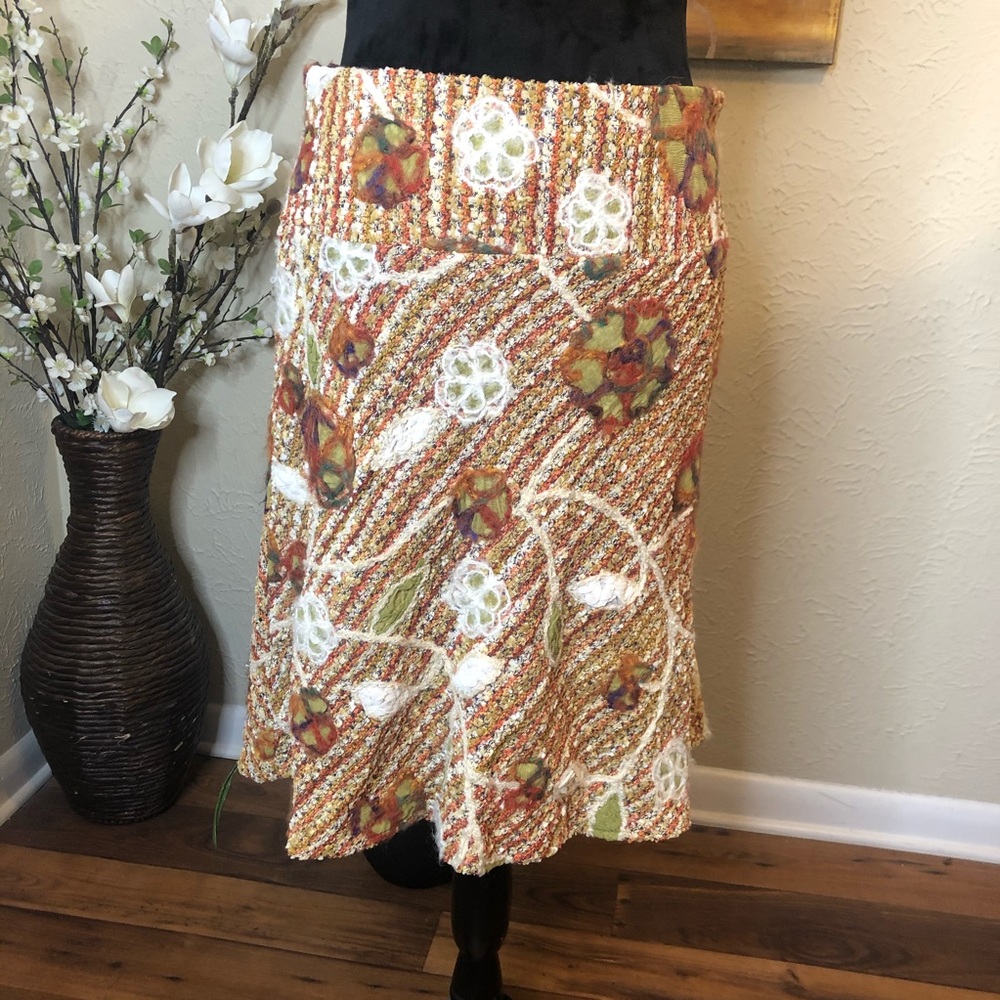 Sevier Skirts Floral Tweed Wool Vintage Fall Winter MIDI Skirt Medium